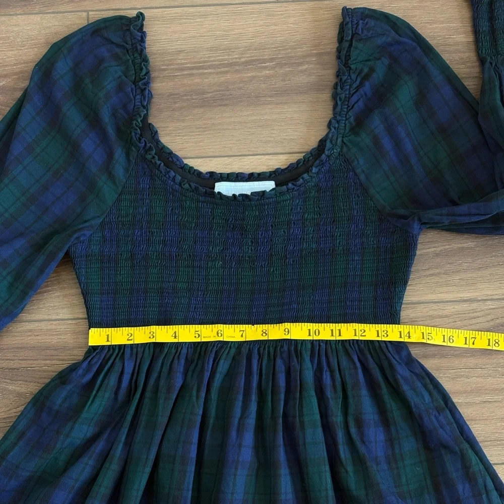 Hill House Home The Norah Nap Tartan Long Cuffed Sleeve Smock Dress Sz XL Preppy